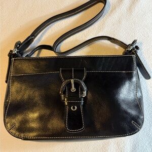 Etienne Aigner Classic Black Cowhide Leather Shoulder Bag, Class, Sophisticated